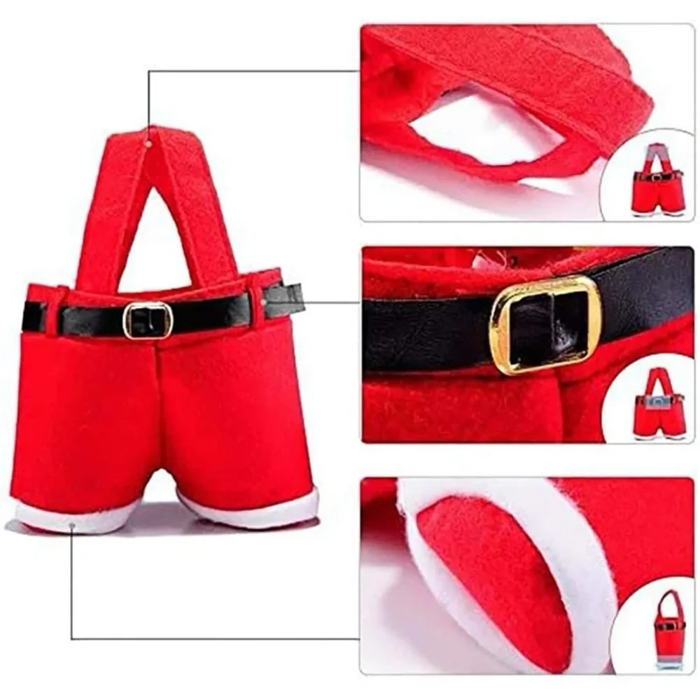5pc Non-woven Fabric Gift Bags With Red Christmas Pants Design - Picture 5 of 7